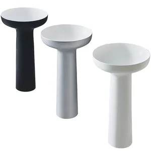 Round 1 Piece Floor Standing Stand Hand Washing Station Acrylic Solid Surface Stone Resin Sink Pedestal Wash Basins