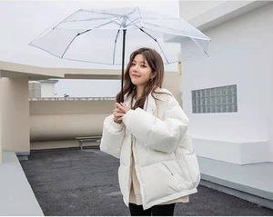<span class=keywords><strong>Parapluie</strong></span> <span class=keywords><strong>transparent</strong></span> pliable automatique à trois sections, personnalisable avec logo publicitaire, fournisseur d'usine - Product Image 1