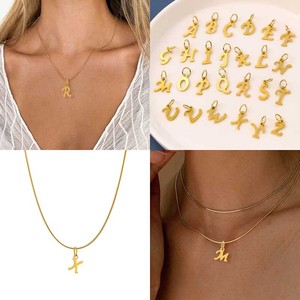 Amuleto Clásico con Iniciales |   Colgante de Letra del Alfabeto en Acero Inoxidable Chapado en Oro PVD de 18K para la Creación de Joyas |   Impermeable y Resistente al Deslustre - Product Image 4