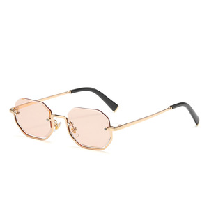 Custom Logo 2026 Fashion Retro Polygon Gradient Shades Glasses UV400 Metal Half Frame Square Sunglasses for <b>Men</b> Women - Product Image 3