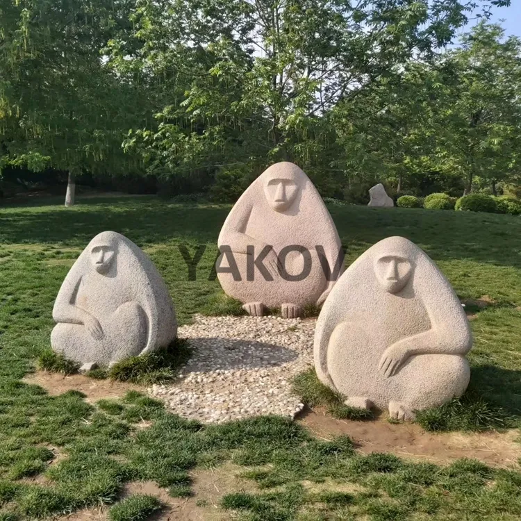 Outdoor Decorative Antropomorfik Batu Patung Monyet