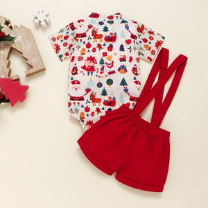 Natale pupazzo di neve Cartoon per bambini pagliaccetto con papillon e <span class=keywords><strong>tute</strong></span> rosse alla mezza Set di vestiti per gentiluomini per bambini - Product Image 2