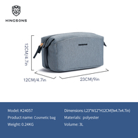 Sac de toilette quotidien pour femmes Kingsons en polyester texturé 3L résistant à l'eau avec fermeture éclair métallique, pochette de rangement portable pour maquillage