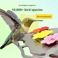 Distributeur d'eau solaire pour colibris, mangeoire à oiseaux en verre pour extérieur avec surveillance par application, observation des oiseaux et prévention des fourmis par IA