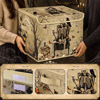 Grand bac de rangement pliable en tissu de lin de 22 litres avec couvercle rabattable et poignées, boîte de rangement pour vêtements et couvertures pour la maison