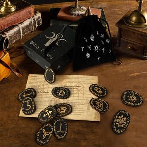 Juego de runas vikingas de madera para principiantes con <span class=keywords><strong>libro</strong></span> de guía, grabado de tipo tallado pagano para Runas de brujas - Product Image 5