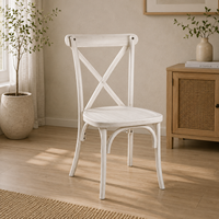 Chaise de salle à manger en résine à dossier croisé - Design moderne pour hôtels et extérieur, réglable, robuste et durable, finition Lime Wash