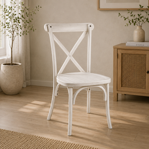 Silla de Comedor Crossback de Resina - Diseño Moderno para Hotel y Uso en Exteriores, Ajustable, Resistente y Duradera, Acabado en Cal Entintado - Product Image 1