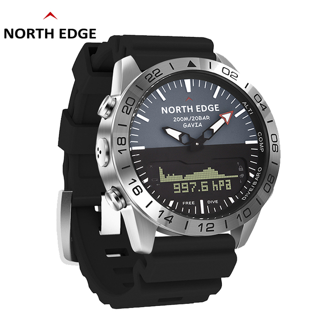 NORTH EDGE Gavia Men's Outdoor Sports Stainless Steel Watch IP67 Swim Diving Run Altimeter Barometer Thermometer Compass