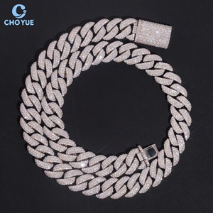 Collar para Hombre de 16mm con 3 Filas de Moissanita, Cadena Cubana, Chapado en Rodio, Plata Sólida 925, Joyería Hiphop Iced Out - Product Image 5