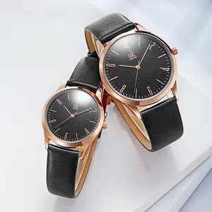 SHENGKE Brown Black Leather Watch K9003G/L Pair Watches For Couple Gift Wrist Watches For Lovers Husband Gift Wife