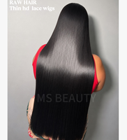 Peluca frontal de encaje transparente HD de lujo 13x6, cabello humano virgen súper doblemente estirado, liso, pre-arrancado, con nudos decolorados