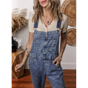 Cher amoureux en gros Boutique en vrac Western jambe droite une pièce décontracté Vintage dames <span class=keywords><strong>Jean</strong></span> Denim combinaison femmes - Product Image 4
