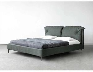 Modern Velvet Upholstered <b>Bed</b> Frame with Tufted Headboard Minimalist Design Soft <b>Bed</b> <b>Queen</b> King <b>Size</b> Metal Legs - Product Image 1