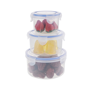 Round shape household fruit vegetable crisper kitchen food storage airtight plastic crisper set kid bento lunch box