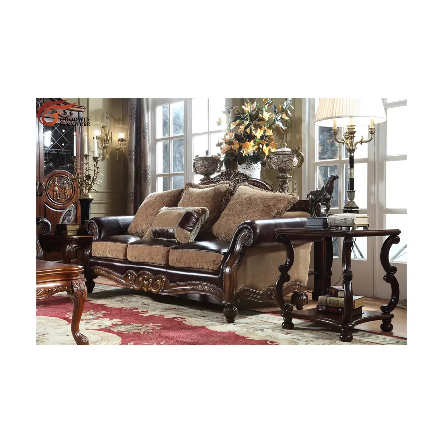 Goodwin-muebles de estilo clásico americano para sala de estar, mesa final, sofá de 3 plazas GF70, precio más bajo