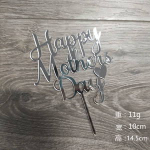 Feliz Día DE LA Madre Cake Topper para mamá Espejo acrílico Mamá Cumpleaños Madre Fiesta Decoraciones Suministros Y400 - Product Image 5