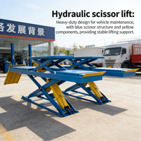 Ciseaux de positionnement d'atelier haute stabilité et économiques, 4 tonnes, hydrauliques, double vérin, 380V/220V, bleu, rouge, gris, pour levage automobile