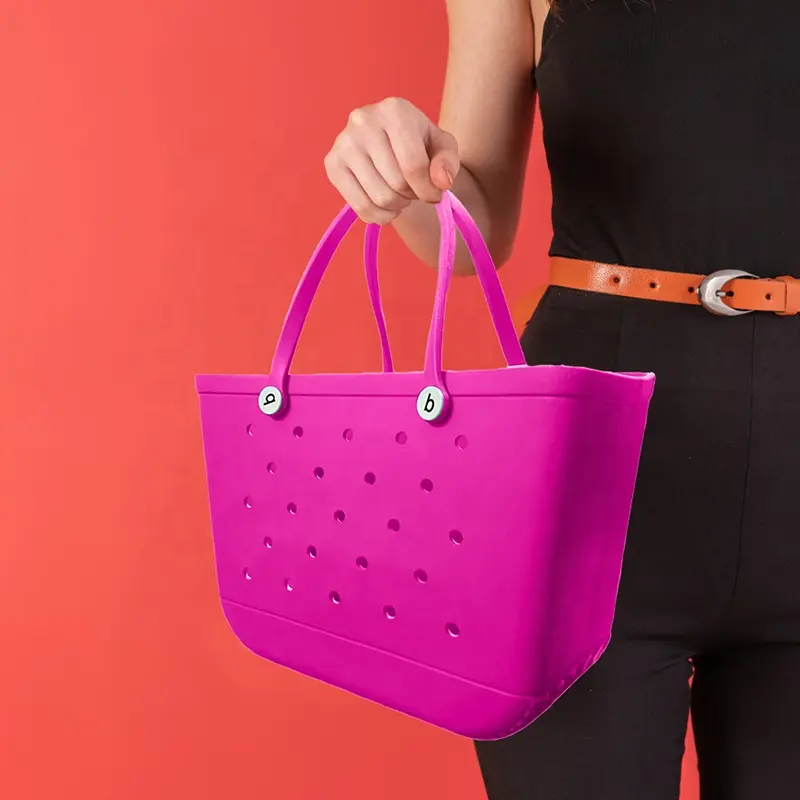 Негабаритная резиновая сумка-корзина с отверстиями модная подставка Водонепроницаемая женская сумка-тоут EVA силиконовая летняя пляжная сумка