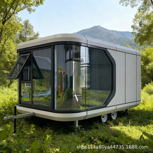 Mini caravane de voyage pour 4 personnes, en aluminium, moderne, légère, avec évier, sol en PVC gris - Product Image 5