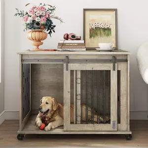 Indoor Huis Woonkamer Slaapkamer Kantoor Hond Krat Huisjes Meubels Multifunctionele Houten Flip Top Metalen Hondenkennels Kooien