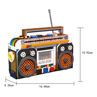 Ensemble de blocs de construction radio électrique Zhe Gao Série Classique Rétro, modèle miniature vintage, lecteur de musique, coffret cadeau créatif