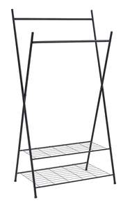 Appendiabiti classico nero più venduto due binari Percheros de Metal Para Ropa appendiabiti con porta oggetti e scaffali - Product Image 4