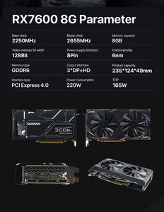 การ์ดจอ OEM Dual Fan Cooling 220W PCIe 4.0 8GB GDDR6 สำหรับประกอบคอมพิวเตอร์เดสก์ท็อป เล่นเกม Esports Radeon 7600 พร้อมพัดลมคู่ - Product Image 3
