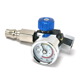 Vanne de régulation de pression avec manomètre 1/4 po en acier inoxydable, accessoire pour compresseur d'air, bouton bleu PF20 - Product Image 3