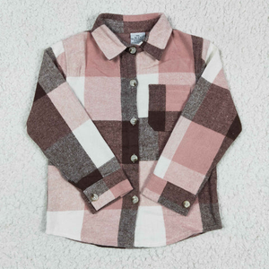 Nouvelle chemise en flanelle à carreaux pour enfants, chemise rose pour garçon et fille - Product Image 1
