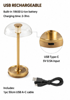 Veilleuse LED blanc chaud avec batterie rechargeable, fonction de gradation, construction en métal et plastique pour chambre à coucher