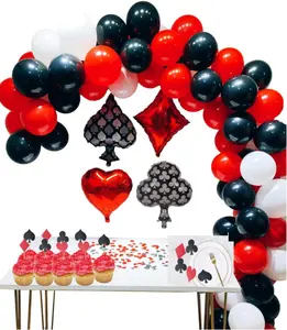 Noir rouge blanc ballons guirlande arc kit Poker feuille ballon cupcake topper pour Casino Poker thème fête d'anniversaire décor fournitures