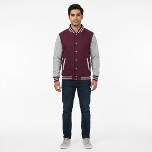 Unisex Letterman Varsity <b>Baseball</b> <b>Jackets</b> Casual High Street Style Breathable Stand Collar Winter Windbreaker - Product Image 1