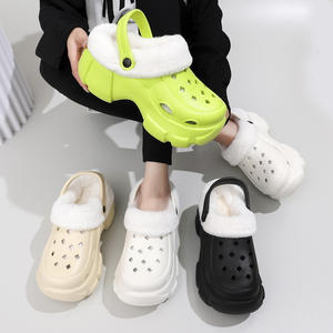 Chaussures détachables en coton doublé polaire pour femmes avec semelles épaisses Hiver All-Match Garden Outer Wear Sabots à double usage - Product Image 5