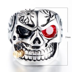 Bague Crâne en Acier Inoxydable pour Hommes, Bijoux Punk, Accessoires de Doigt, Style Hip Hop, Cadeaux Tendance - Product Image 1