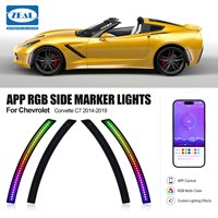 Pour Chevrolet Corvette C7 2014-2019, feux latéraux LED avant et arrière RGB avec application, lentille fumée, lampe de pare-chocs, 4 pièces