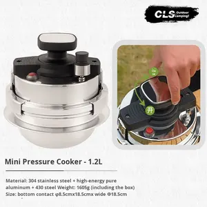 Cuisinière à pression en acier inoxydable 1,2 L Moderne Portable pour 1 à 2 personnes Camping Voiture Utilisation domestique Cuisinière à gaz Soupe Cuisson - Product Image 4
