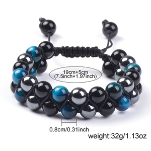 Bracelet réglable tressé en <span class=keywords><strong>hématite</strong></span> et oeil de tigre pour hommes Bracelet bijoux de mode avec perles de pierres naturelles pour cadeau de mariage - Product Image 6
