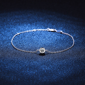 S925 Sterling Silver <span class=keywords><strong>Paris</strong></span> Lucky Bubble Single Diamond 30 Cent Round Cut Moissanite <span class=keywords><strong>Bracelet</strong></span> Plaqué Rhodium pour Cadeaux Fêtes - Product Image 5
