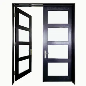 Pintu eksterior ayunan Aluminium desain sederhana logam hitam Panel pintu eksterior pintu Aluminium keamanan dorong dan tarik pintu