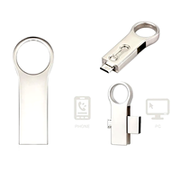 Flash Drive USB 3.0 Tipe C Geser 2 in 1, Gantungan Kunci Logam Besar, Memory Stick OTG, Grosir, Ukiran Custom