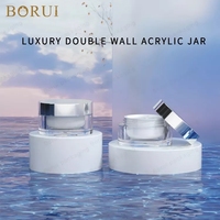 Pot cosmétique rond en acrylique à double paroi BOBUI 15g/30g/50g avec bouchon argenté pour crème pour les yeux, sérum pour le visage, soin de la peau, stockage