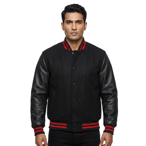 2025 Unisex <b>Wool</b> Varsity Jacket Custom Stand Collar Sporty Front College Standard Fabric Regular Winter Coat Blank Letterman - Product Image 1