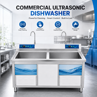 Évier double avec crédence, lave-vaisselle professionnel en acier inoxydable, station de lavage pour cuisine de restaurant