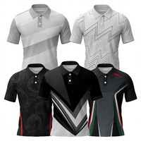 Kaos Polo Pria Cepat Kering Bahan Polyester Rajut Bernapas, Lengan Pendek, Motif Cetak, Kasual, Olahraga Golf