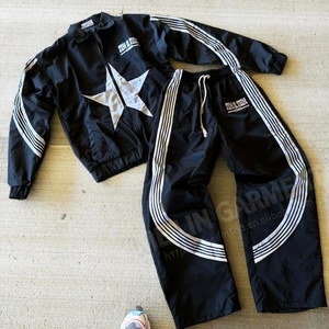 New Hot Sale Custom Logo Windbreaker Jackets Nylon Tracksuit Set Lightweight Fashion Design Nylon Stripe Windbreaker Tracksuit - Product Image 1