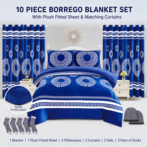 Set Copripiumino Invernale in Flanella Borrego da 10 Pezzi, Misura King Size, con Tende Coordinate per Camera da Letto - Product Image 1