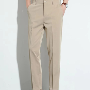 Men's New Anti-Wrinkle Slim Fit Business Style <strong>Pants</strong> Vintage <strong>Old</strong> Money Casual Straight Leg Trousers for Men - Product Image 1