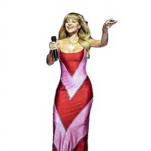 Robe de soirée sirène longue de luxe pour femme, style camisole, color-block, élégante, ornée de strass, sans manches, pour rendez-vous galants, vente en gros, haute qualité - Product Image 4