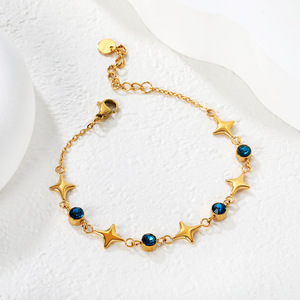 สร้อยข้อมือรูปดาว ชุบทอง 18k โลหะผสมสังกะสี ประดับคริสตัล สำหรับผู้หญิง ของขวัญ เครื่องประดับ - Product Image 4